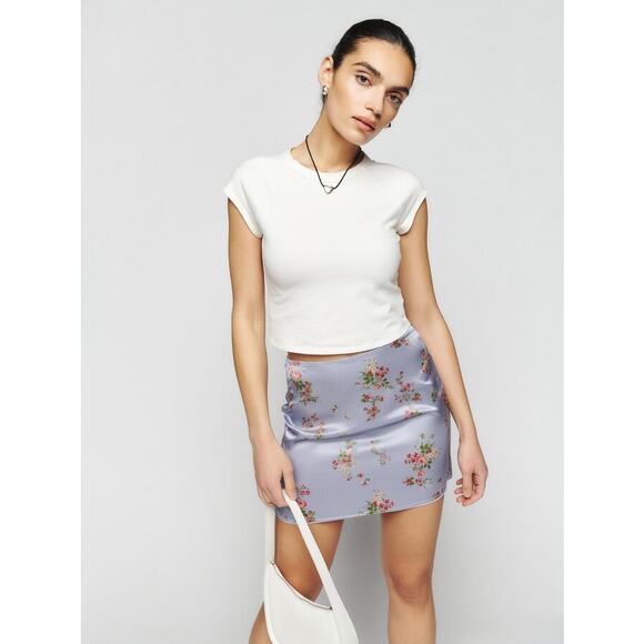 NEW Reformation Veranda Silk Mini Skirt Floral Print Mid Rise ALine Melba Size 6 - Picture 1 of 10